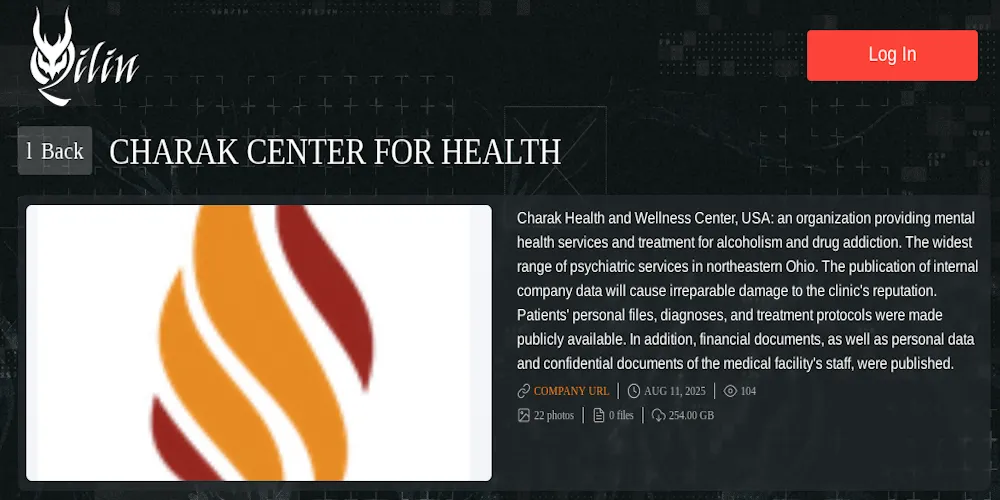 Charak Center for Health and Wellness Falls Victim to Qilin Ransomware