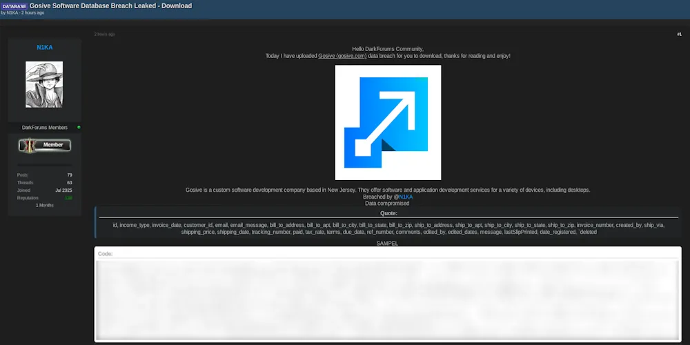 Alleged Data Sale of Gosive