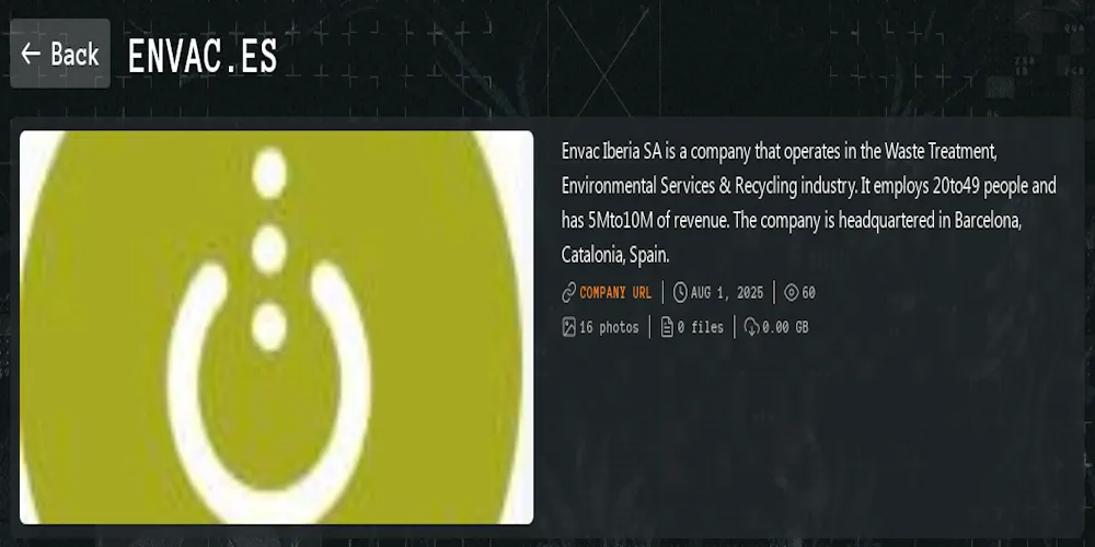Envac Iberia Falls Victim to Qilin Ransomware