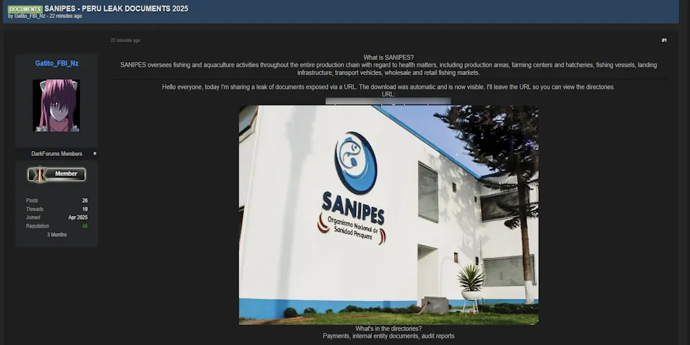 Peru’s SANIPES Hit by Document Leak, Thousands of Internal Files Exposed