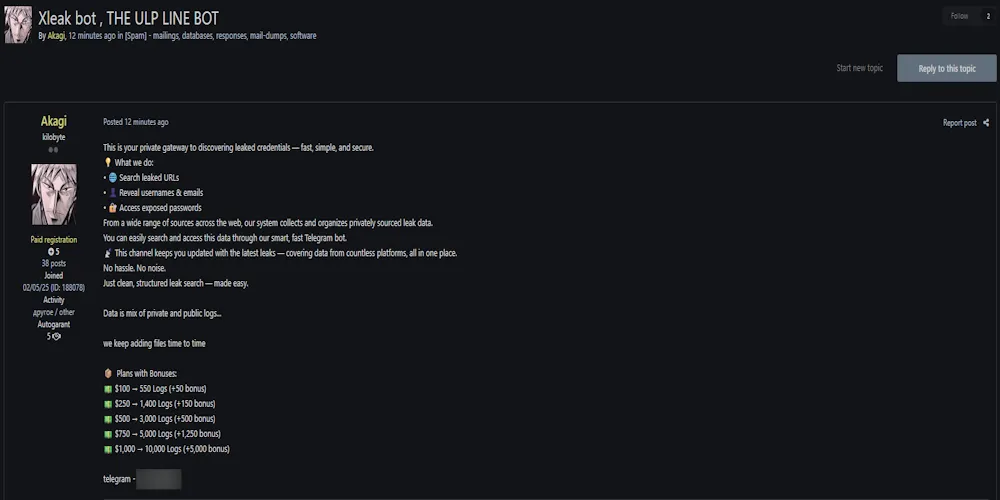 Alleged Sale of Xleak Bot