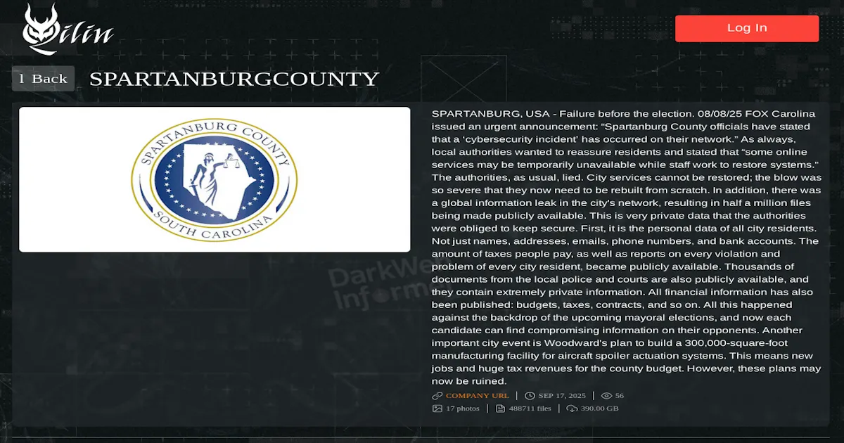 Spartanburg County Falls Victim to Qilin Ransomware