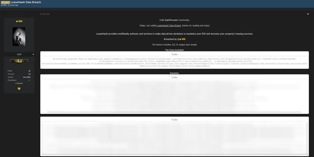 Alleged Data Breach of LeaseHawk