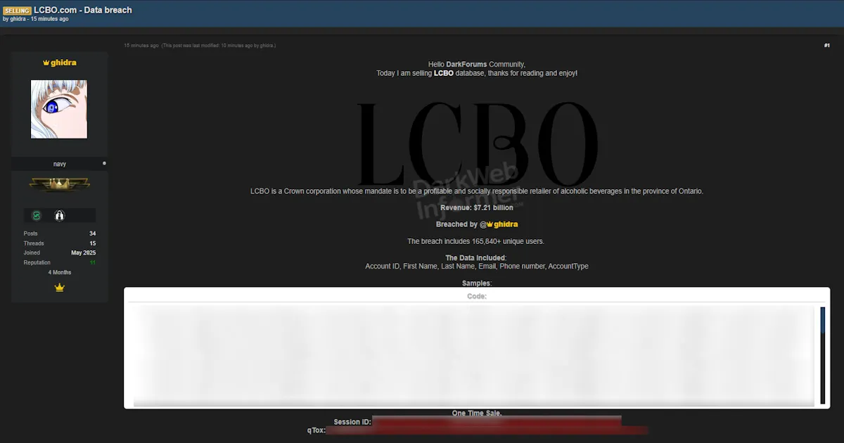 Alleged Data Breach of LCBO
