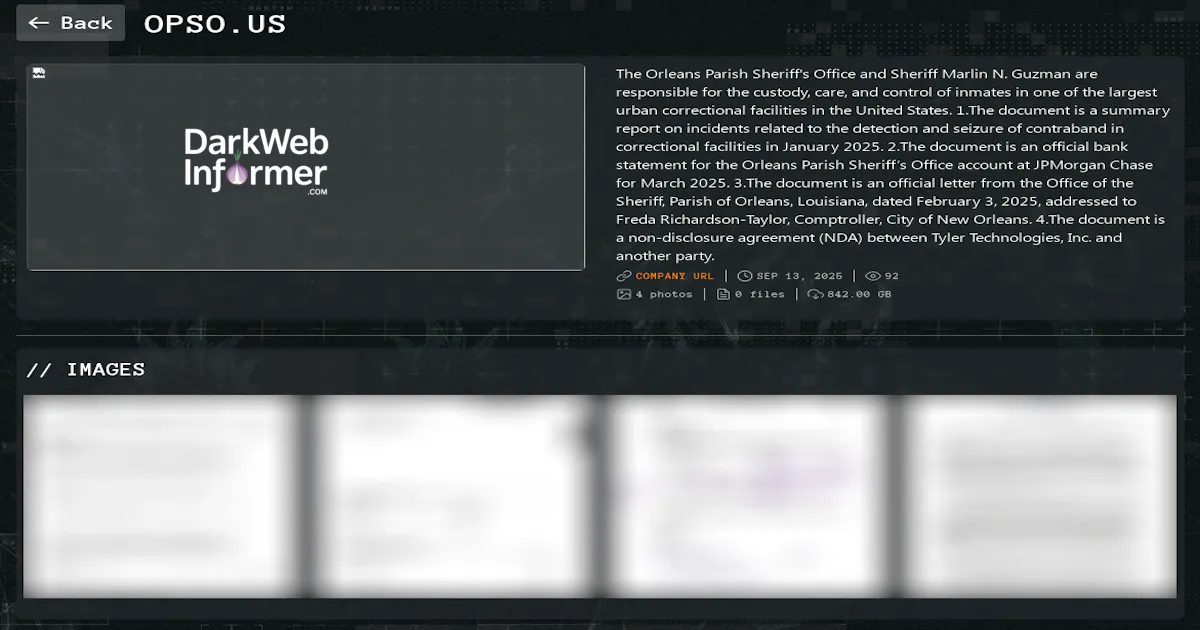 Orleans Parish Sheriff’s Office Falls Victim to Qilin Ransomware