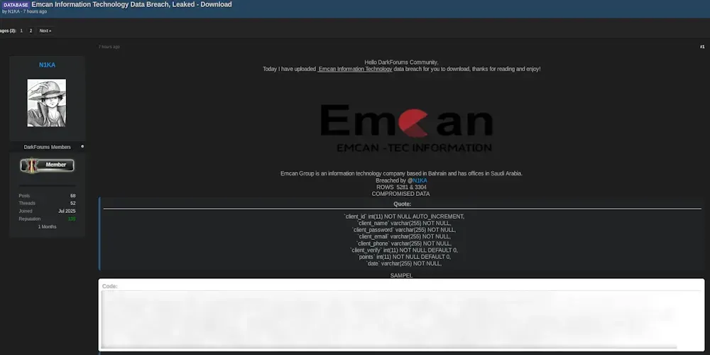 Alleged Data Leak of Emcan Group