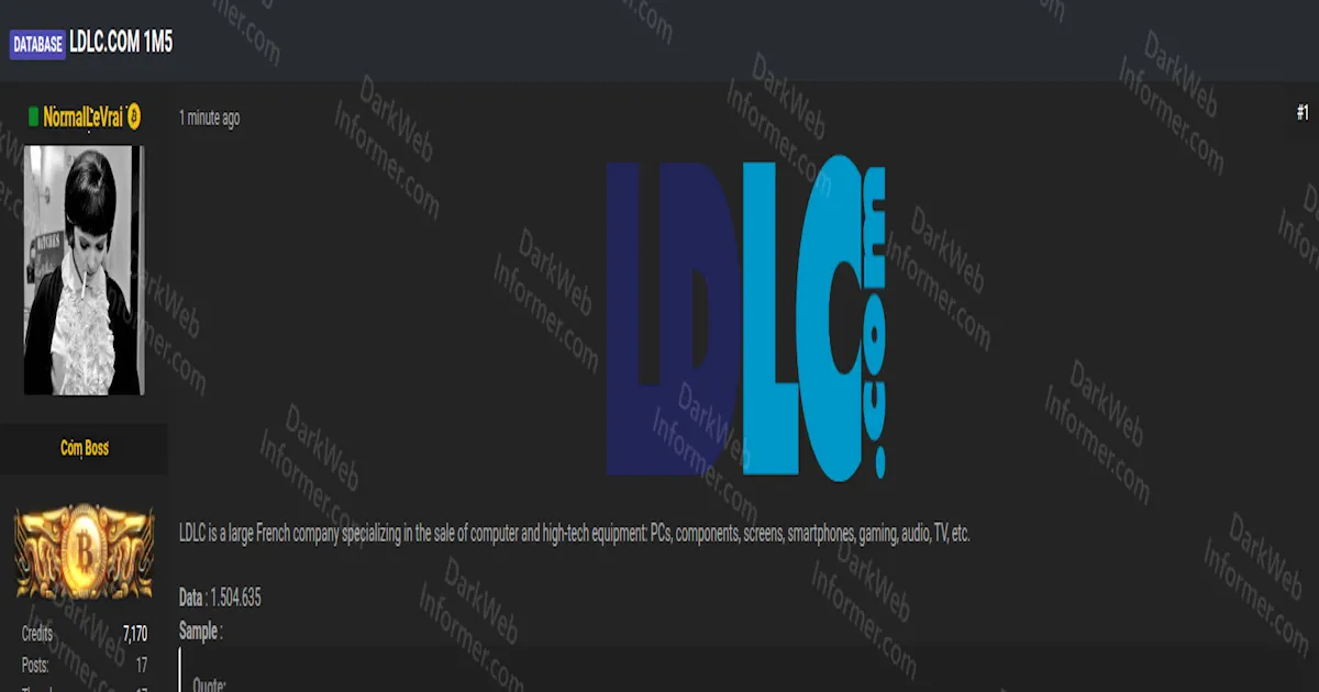 LDLC Allegedly Leaked Exposing 1.5 Million Customer Records From the French Tech Retailer