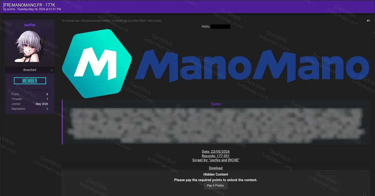 French DIY Marketplace ManoMano Hit by Alleged 178K-Record Customer Order Leak