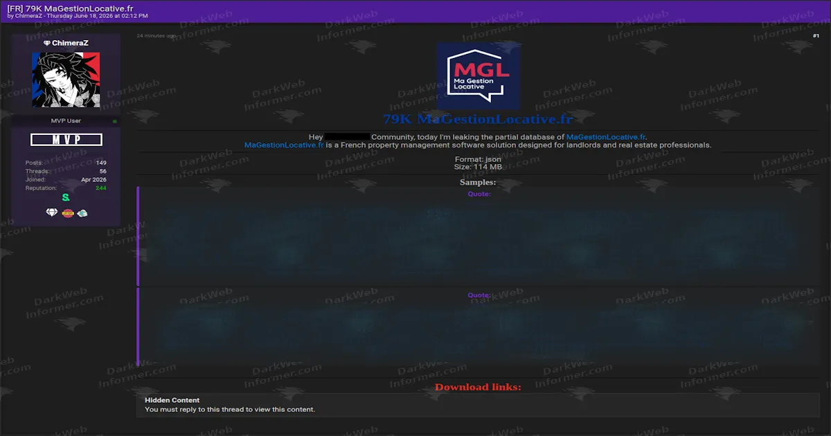 Around 79,000 Records Allegedly Leaked From French Property Management Software MaGestionLocative