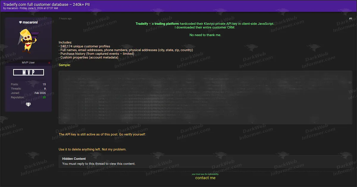 Tradeify Data Breach: Hacker Claims to Leak 240K+ Customer Records