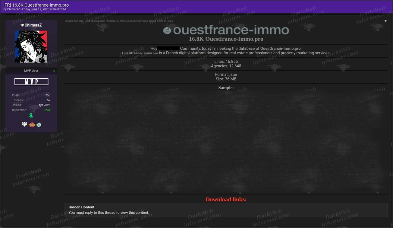 Ouestfrance-Immo France alleged leak Screenshot 1