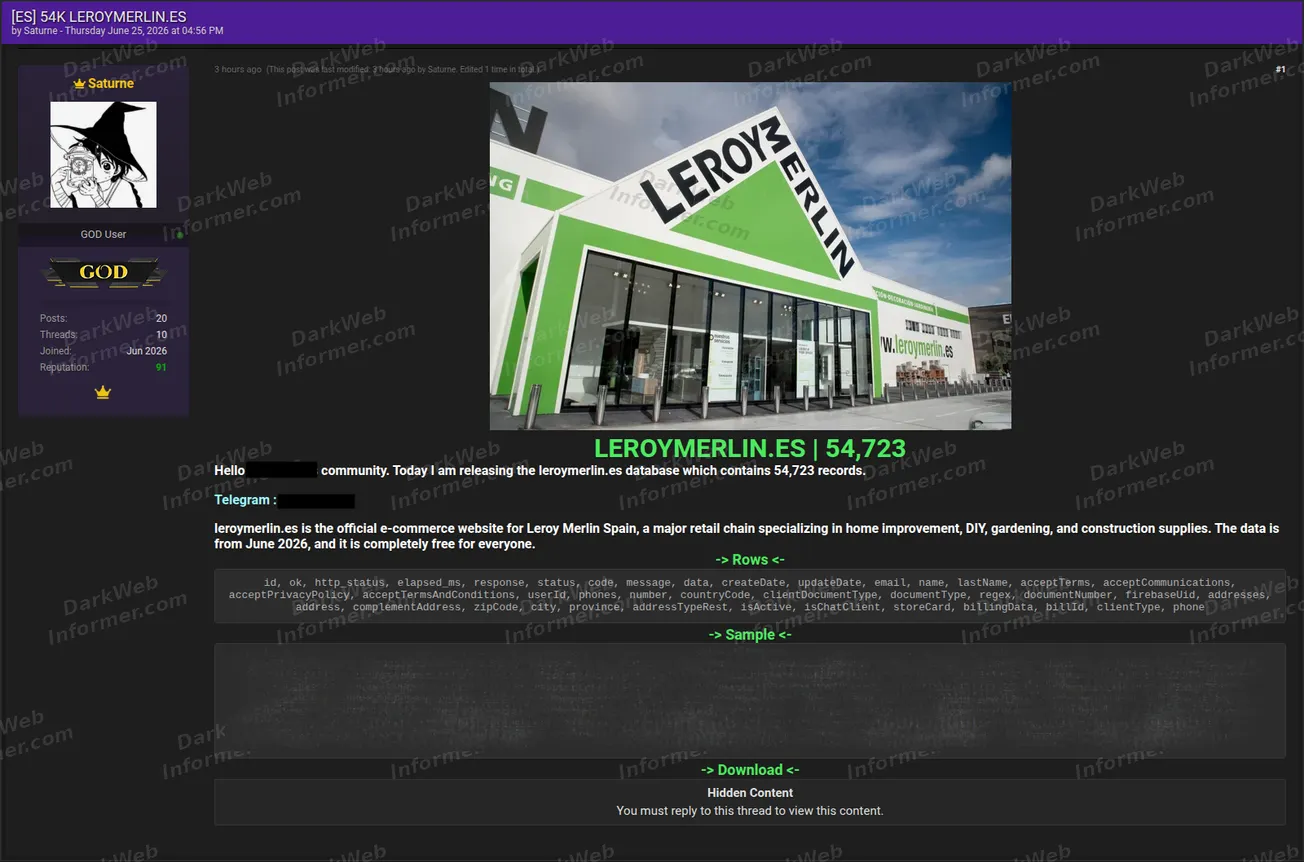 Leroy Merlin Spain alleged leak Screenshot 1