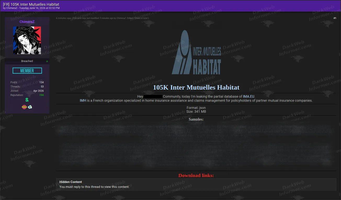 Inter Mutuelles Habitat France alleged leak Screenshot 1