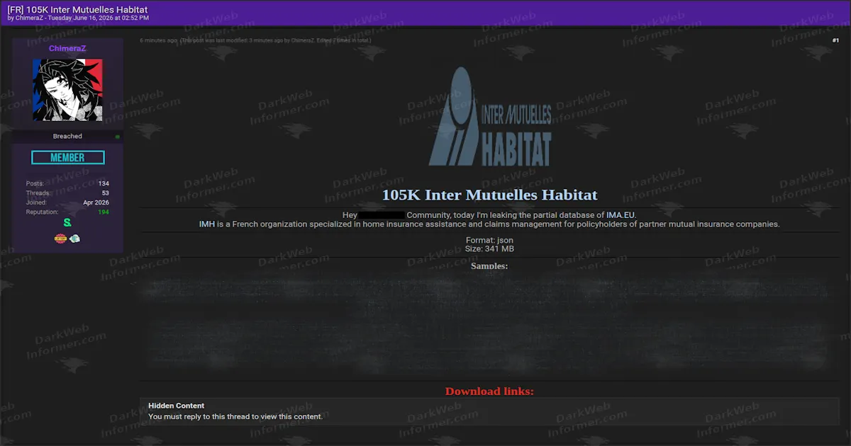 More Than 105,000 Records Allegedly Leaked From French Insurance Assistance Firm Inter Mutuelles Habitat