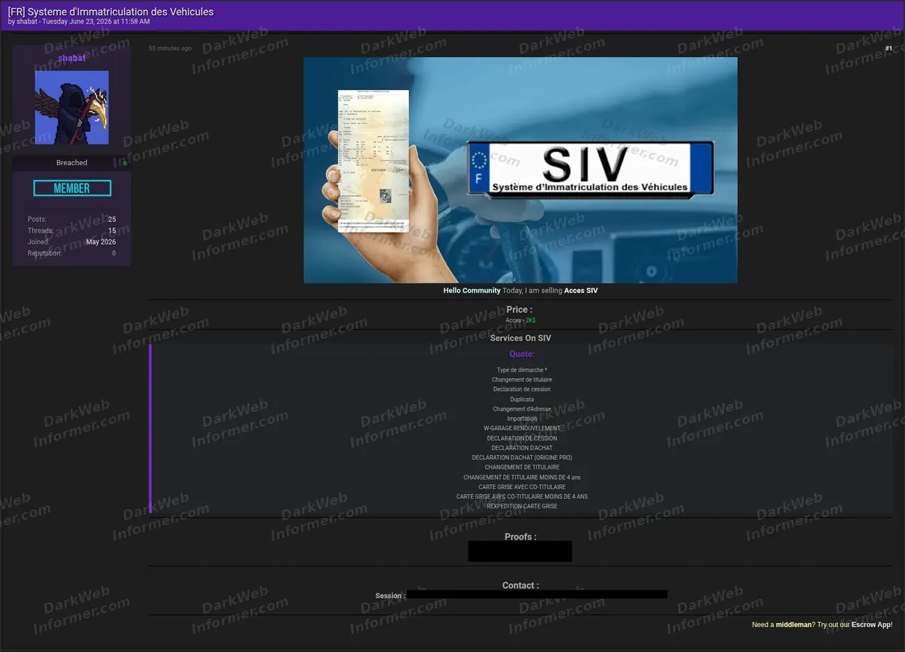 France SIV alleged access-for-sale Screenshot 1