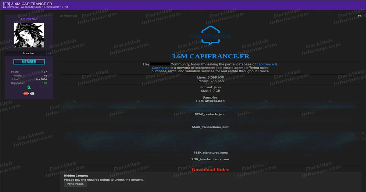 Alleged Capifrance Leak Exposes Data on 786,000 People