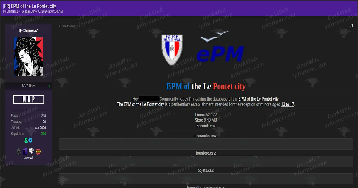 Municipal Police Records From the French Town of Le Pontet Allegedly Leaked