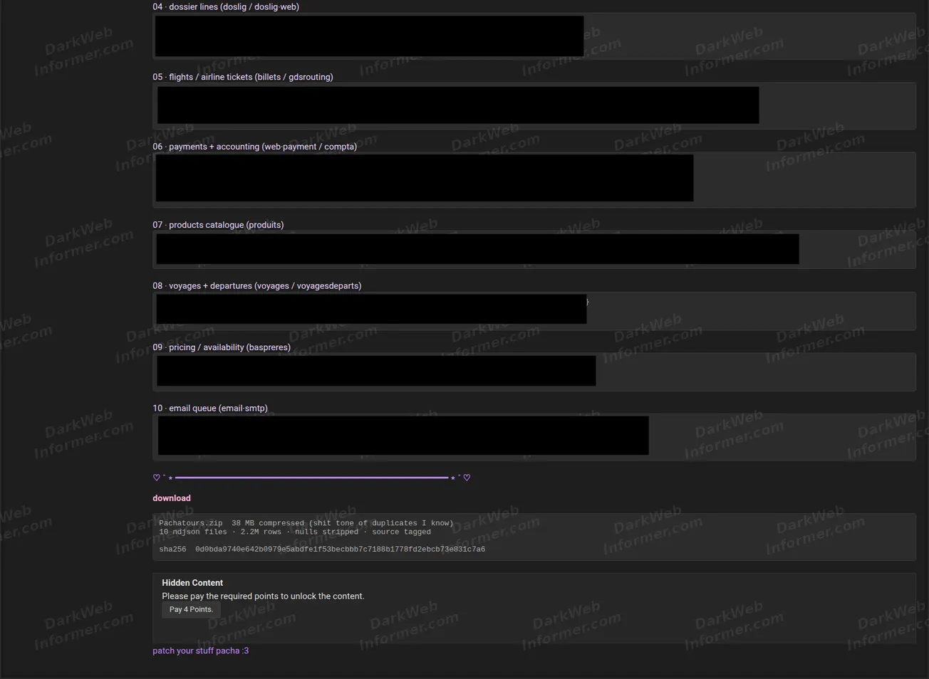 Pachatours data breach forum post screenshot, June 2026 (2 of 2)