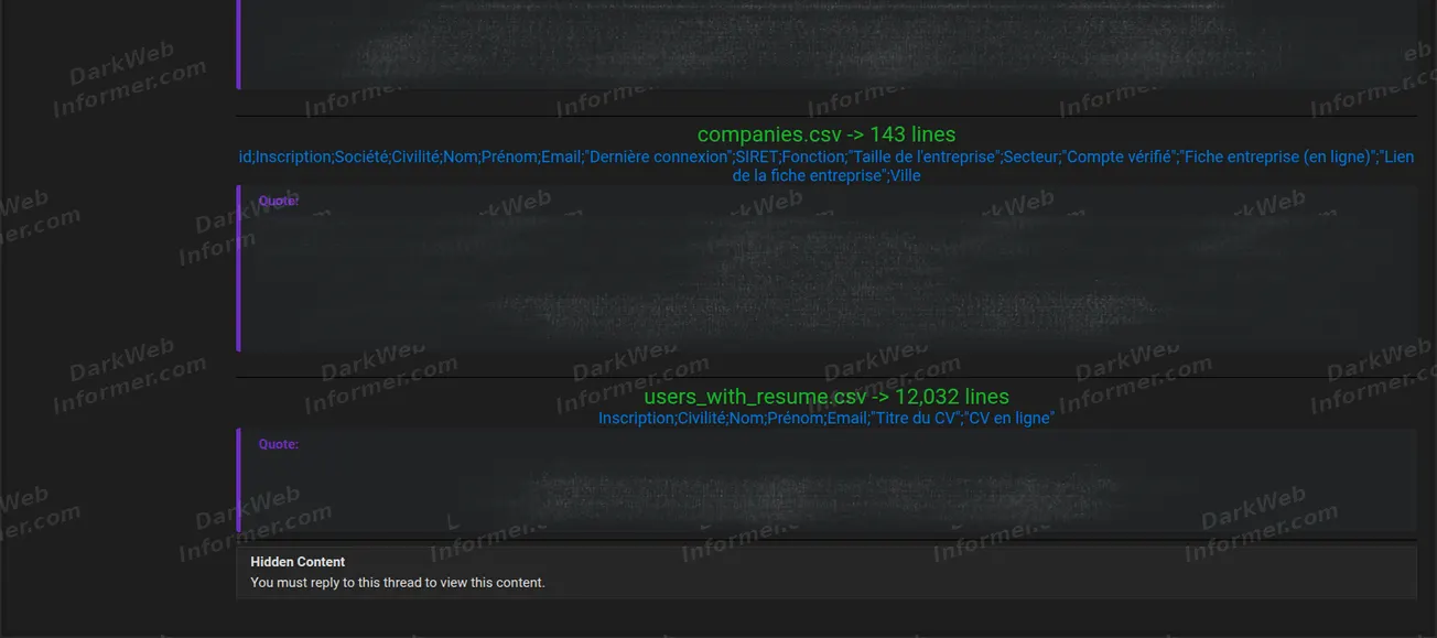 Local'Emploi France alleged leak Screenshot 2