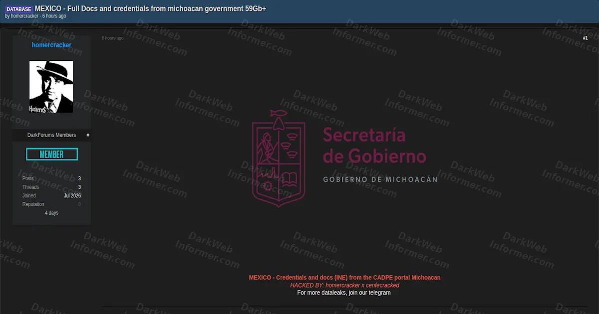 Michoacán State Government CADPE Portal Allegedly Breached, 37,000 Supplier Identity Documents Published