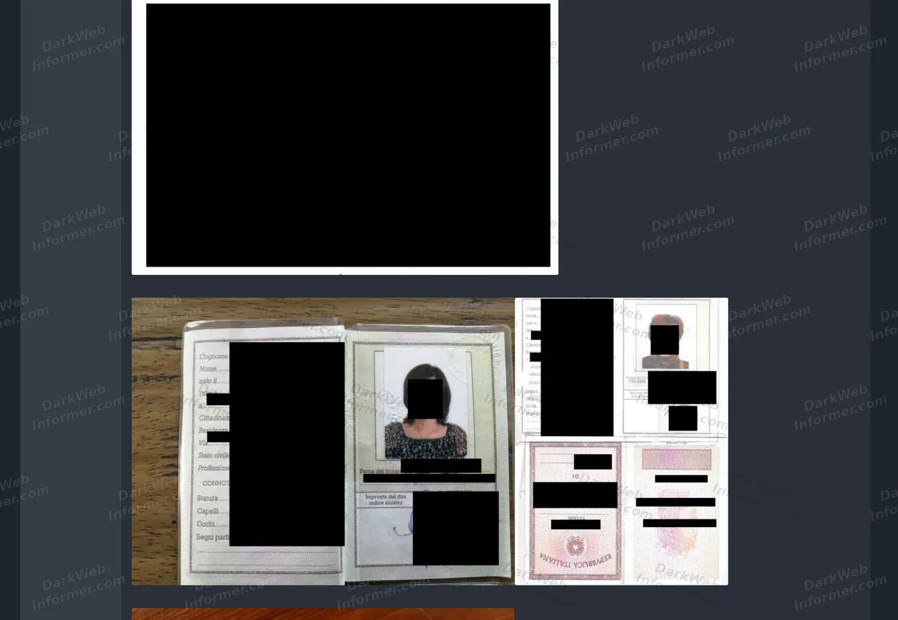 Sample documents included in the listing, shown redacted