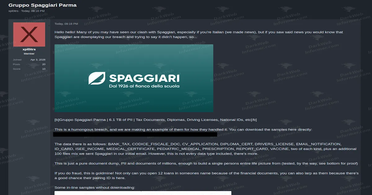 6.1 TB of Italian School Documents Offered for Sale as Spaggiari Disputes the Scope