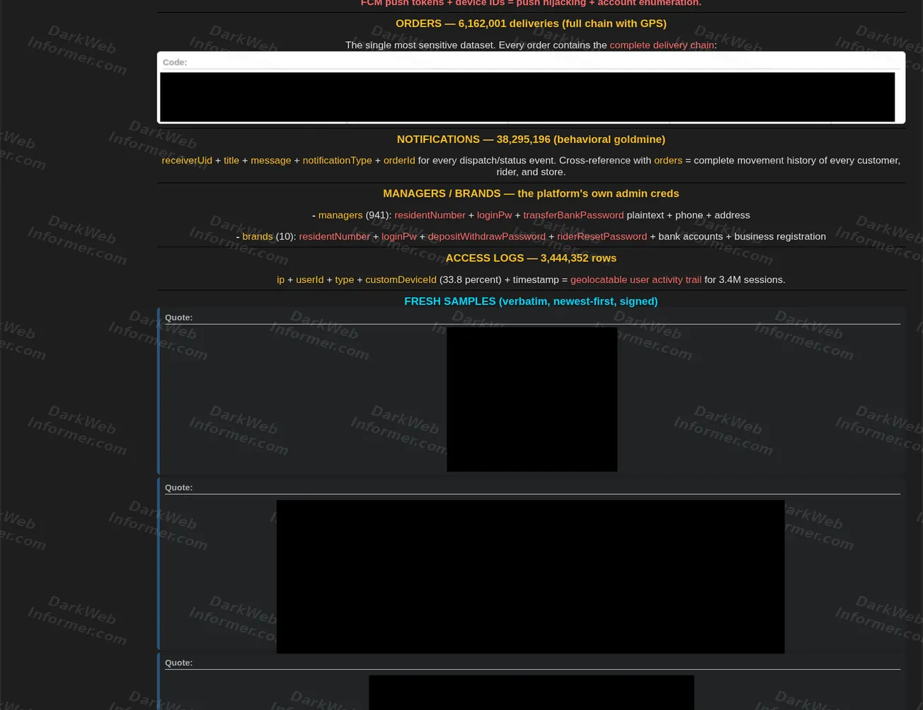 FLY platform orders and notifications collection breakdown in forum listing
