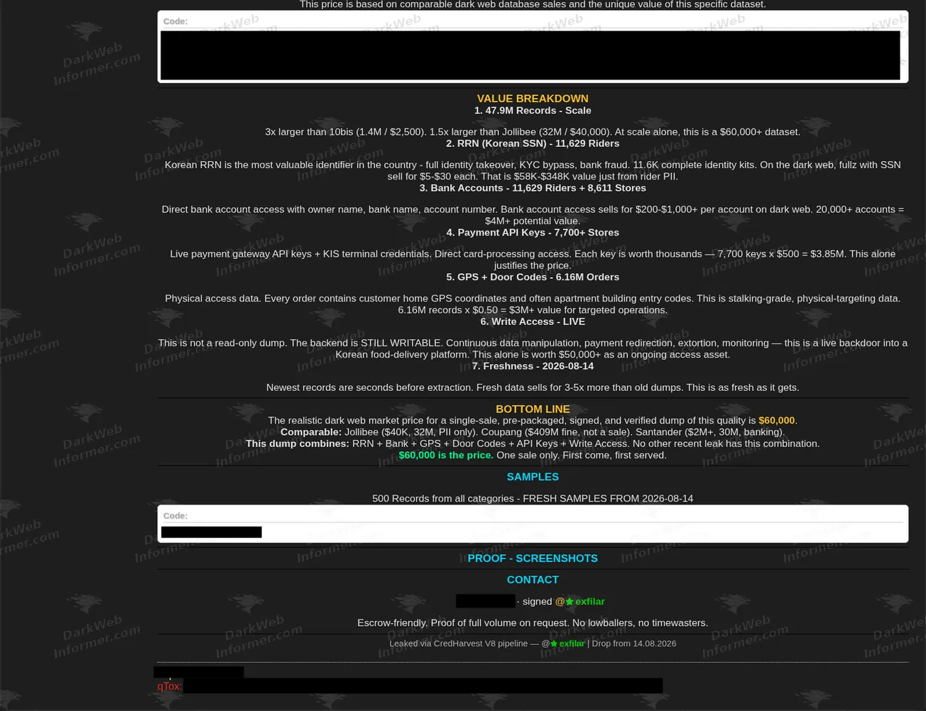 Pricing rationale and market comparison section of the FLY database listing