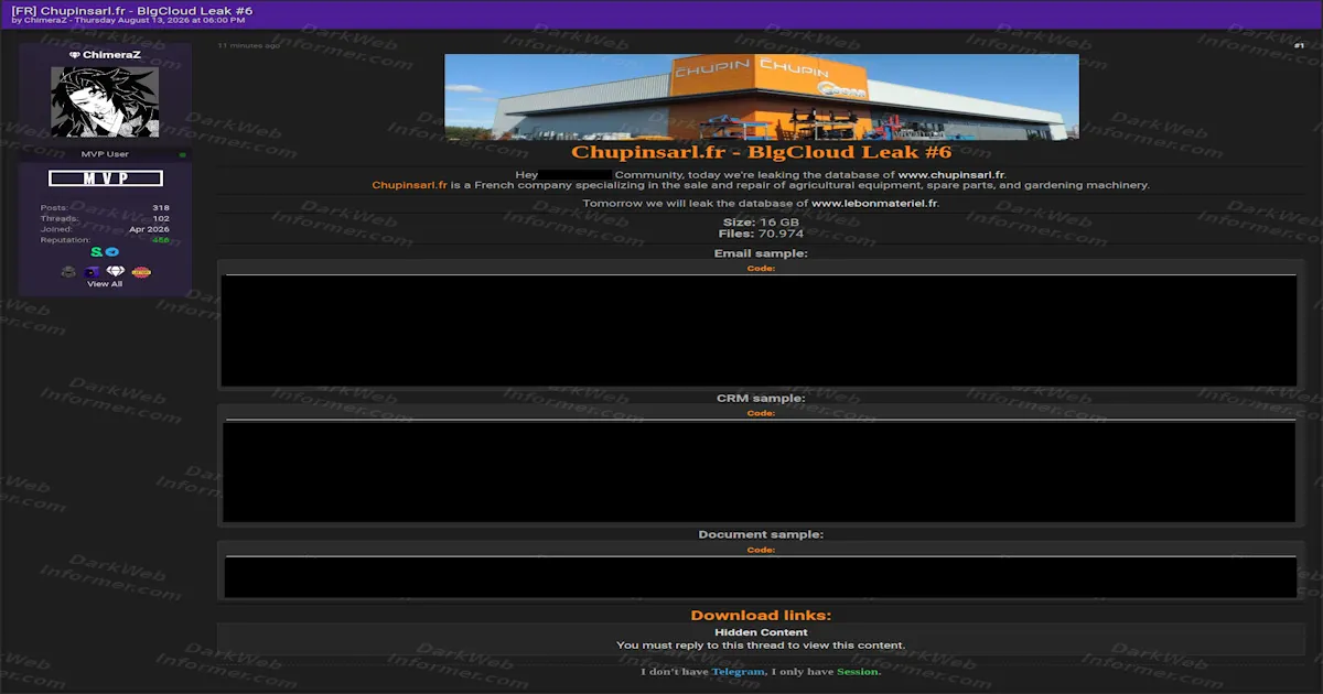Chupin Data Allegedly Leaked in Sixth Release Targeting Tenants of a Shared Business Platform
