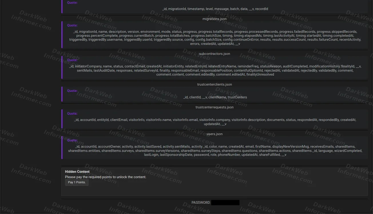 Second section of the same post listing further collections including subcontractors and users, August 2026