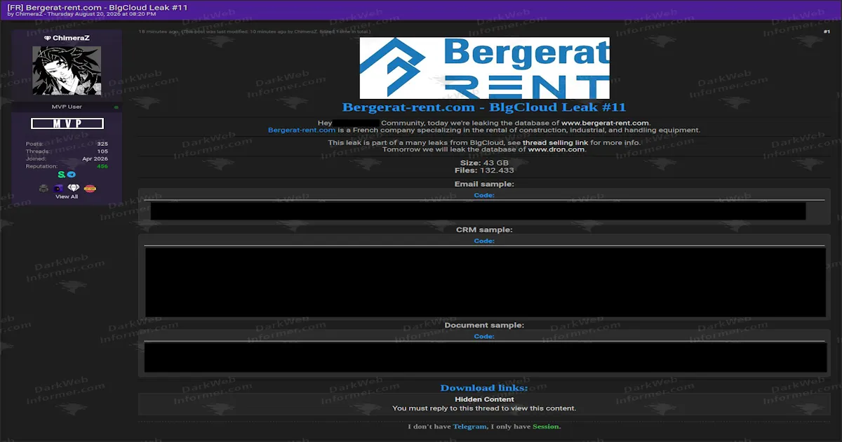 Bergerat Rent Data Allegedly Leaked in Eleventh Release, With the Shared Platform Now Named
