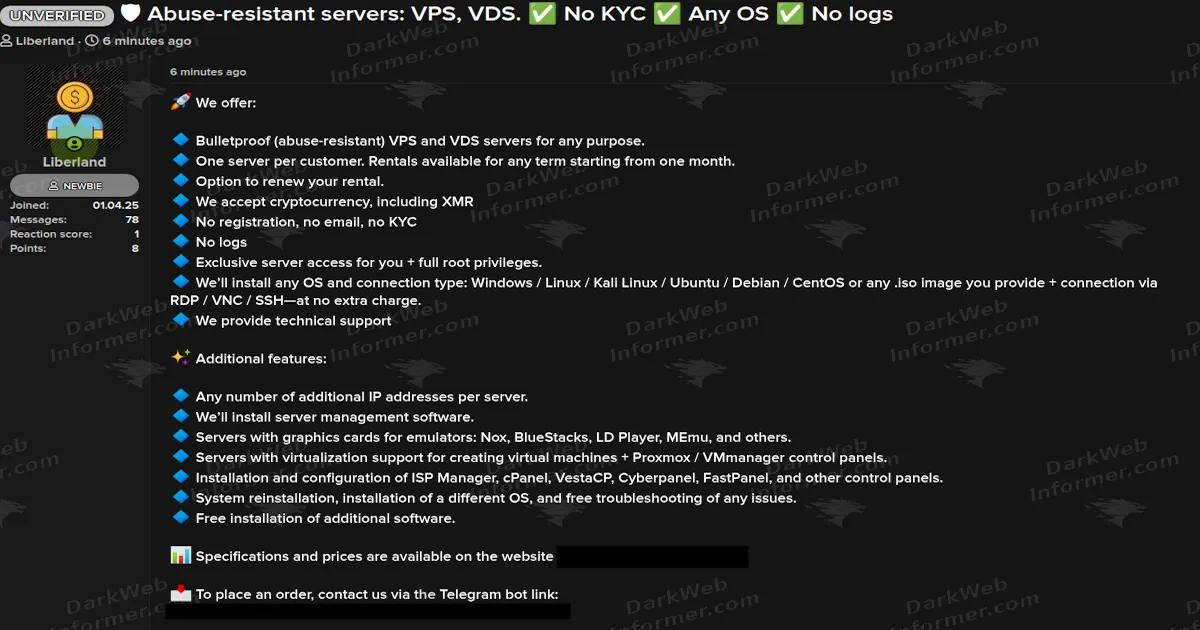 No-KYC “Abuse-Resistant” VPS and VDS Hosting With XMR Payments
