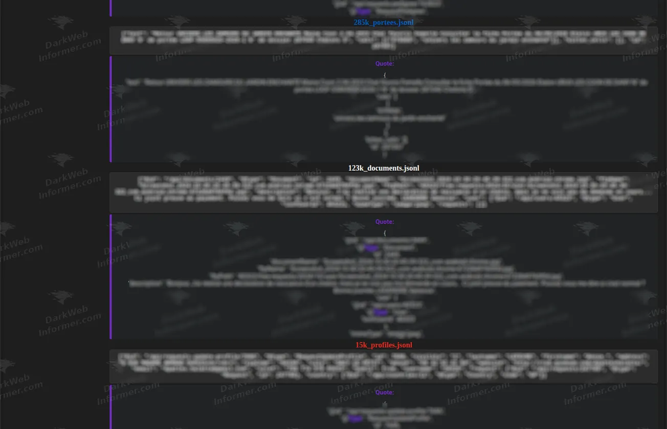 Continuation of the LOOF listing showing litter, document and profile JSONL samples