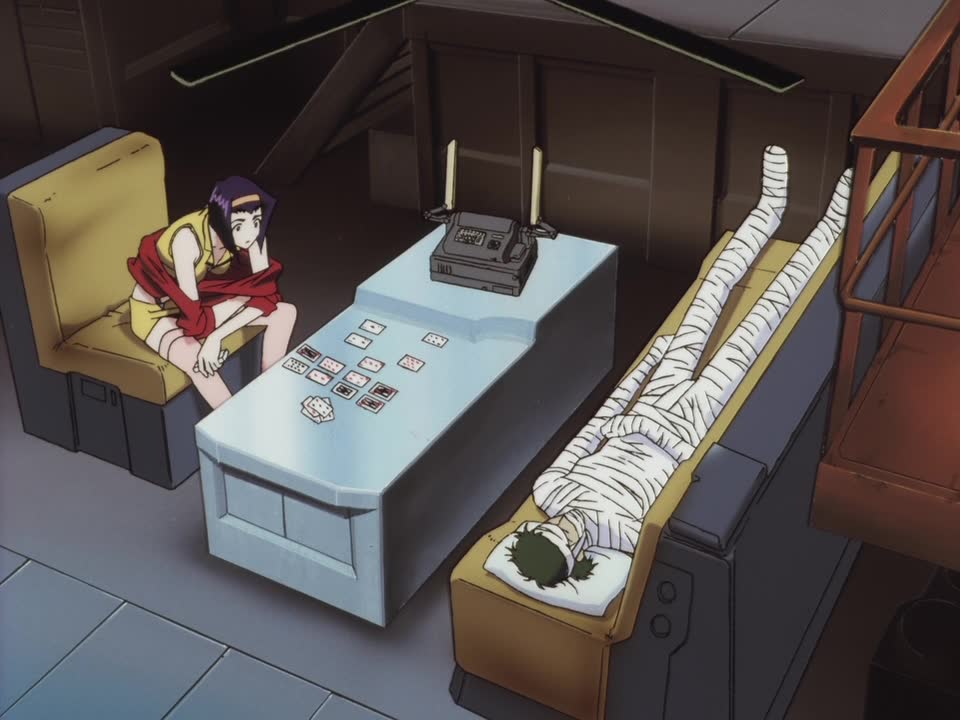 Awww. Faye is there when Spike wakes up! KISS KISS KISS KISS KISS! (Credit: TV Tokyo)