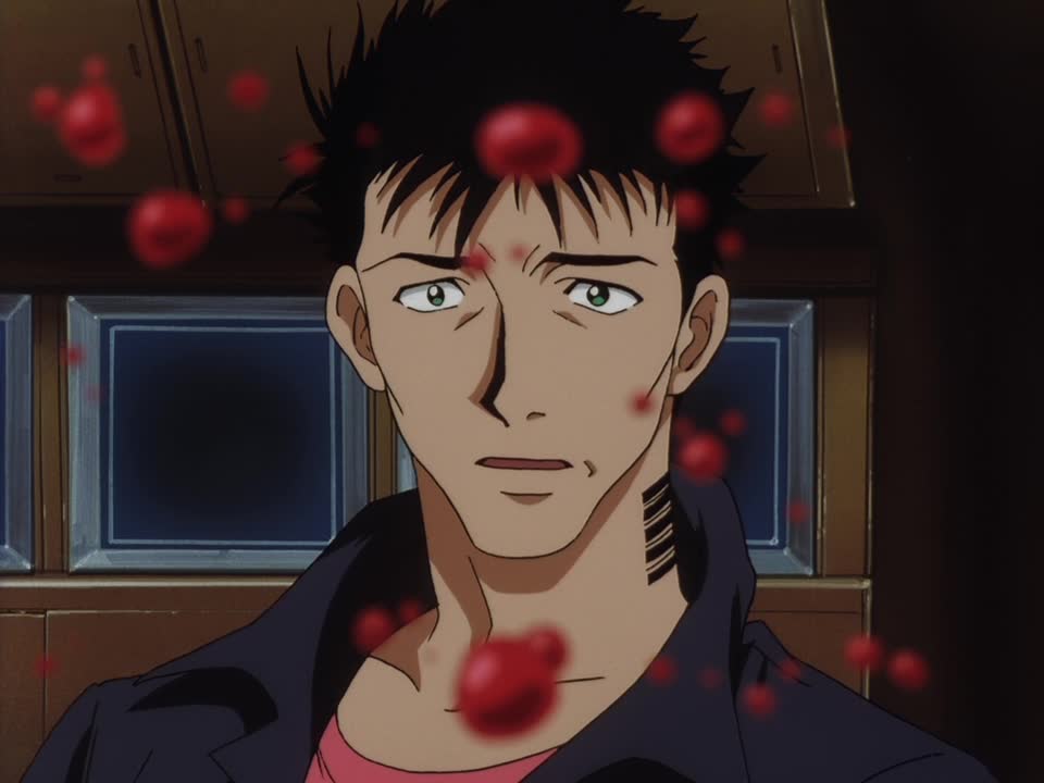 The floating blood droplets make