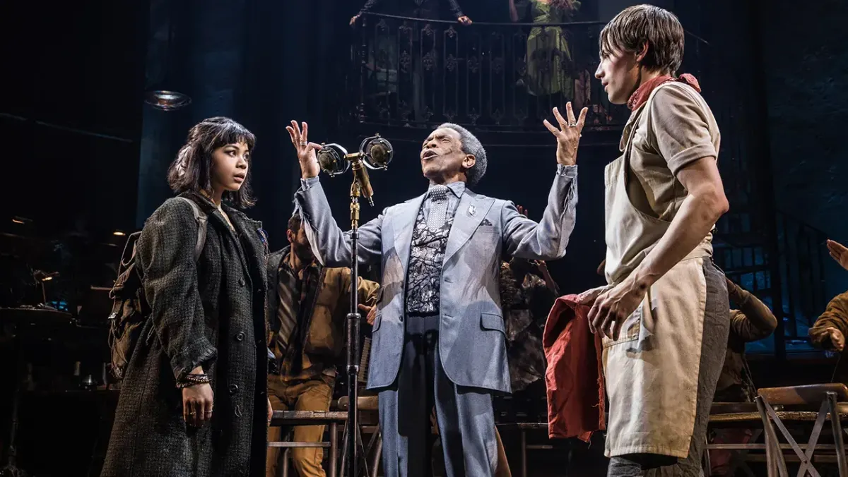 Eurydice and Orpheus first meet in the opening number of Hadestown, as Hermes sings rhapsodically into an old-fashioned microphone.