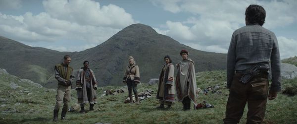 Skeen, Barcona, Vel, Sinta, and Nemik all look in disbelief at Andor as they prepare for the heist.