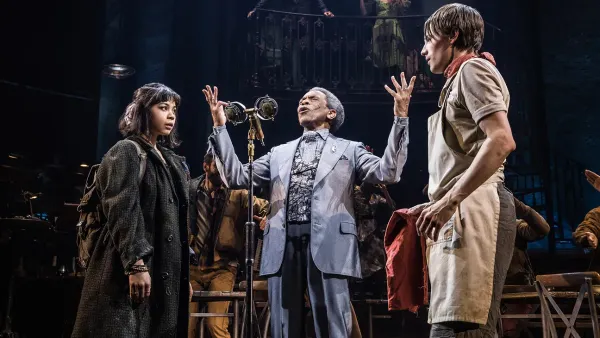 Eurydice and Orpheus first meet in the opening number of Hadestown, as Hermes sings rhapsodically into an old-fashioned microphone.