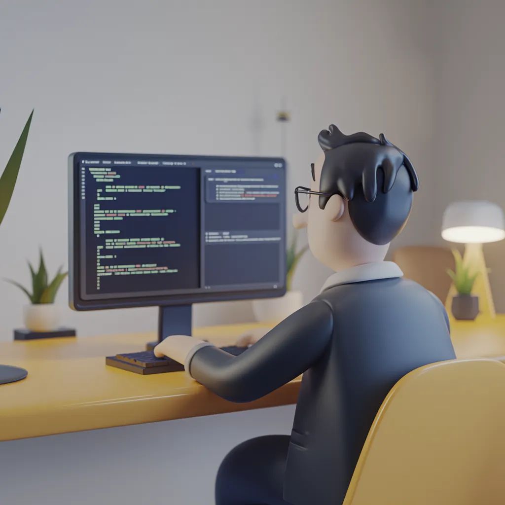 image of a person sitting at their desk