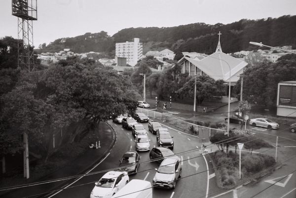 A traffic jam made up of 20 people around the basin reserve.