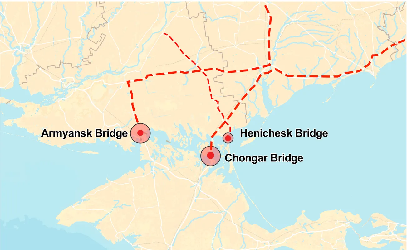 Ukraine hits three key bridges leading out of Crimea leaving Russian logistics in Disarray