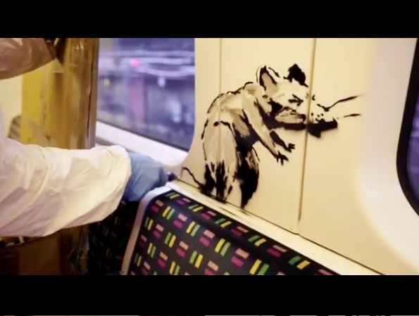 New virus-themed Banksy appears on the London underground...