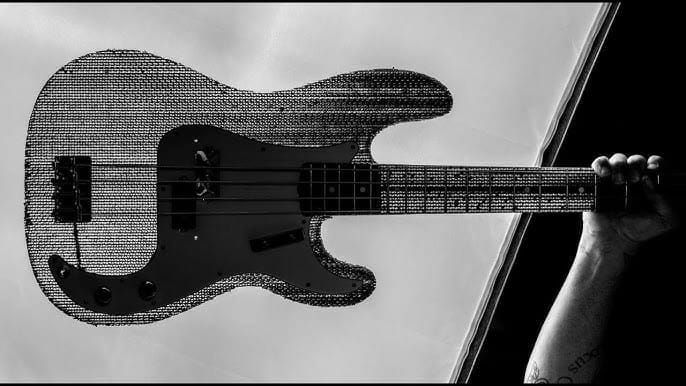 Marcus King plays Delilah on a cardboard Stratocaster