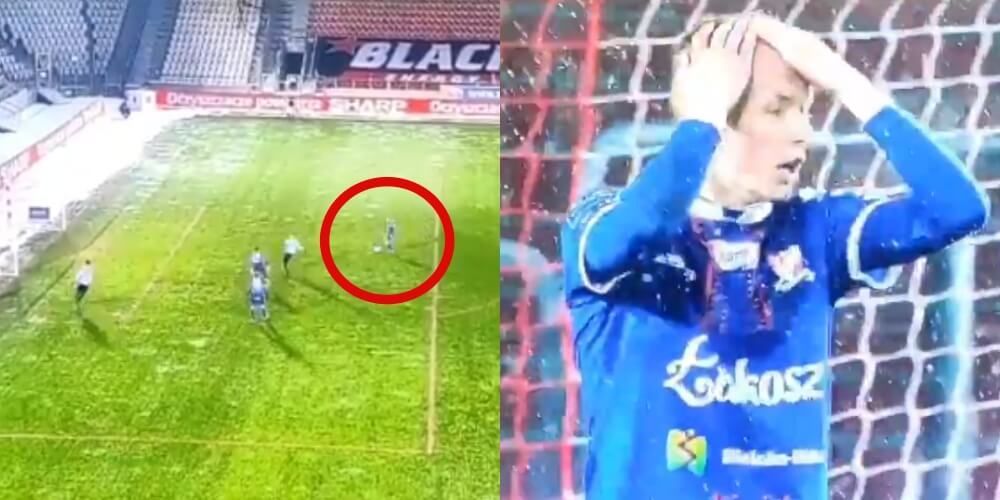 Kwintesencja Ekstraklasy. Piłkarz Podbeskidzia miał pustą bramkę w 92. minucie i uderzył w słupek [WIDEO] Zdjęcie główne wpisu