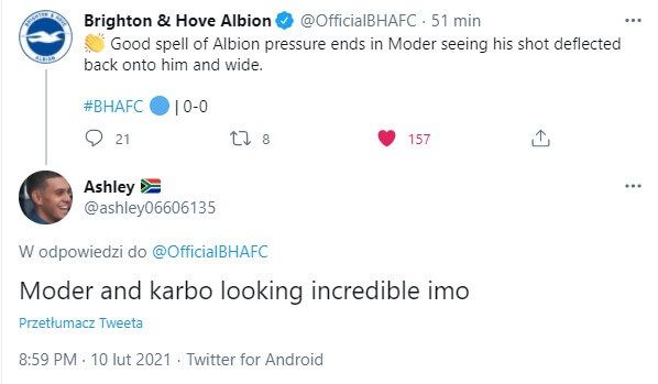 Jakub Moder i Michał Karbownik zadebiutowali w Brighton! Kibice ocenili występ Polaków Zdjęcie główne wpisu