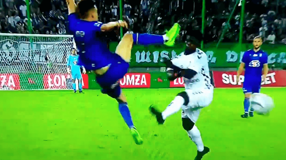 Koszmarny faul Joela Pereiry w meczu Górnika z Lechem [WIDEO] Zdjęcie główne wpisu