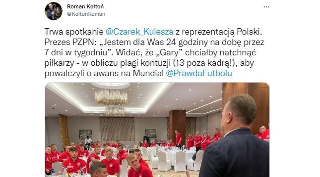 Cezary Kulesza spotkał się z reprezentantami Polski. „Jestem dla Was 24 godziny na dobę” Zdjęcie główne wpisu