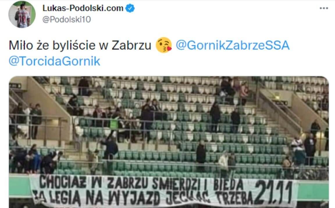 Podolski zakpił z kibiców Legii Warszawa. „Miło, że byliście w Zabrzu” Zdjęcie główne wpisu